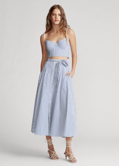 Women's Polo Ralph Lauren Striped Cotton A-Line Skirts | 243158EAD